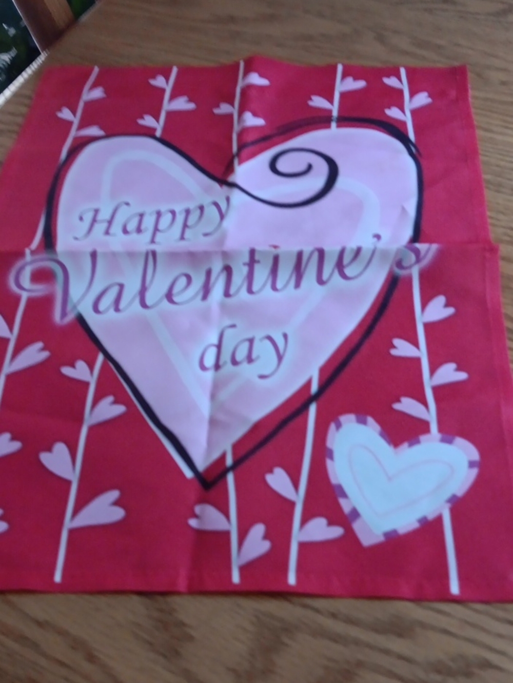 Valentine's Day Heart Print Decorative Napkin - Red & Pink